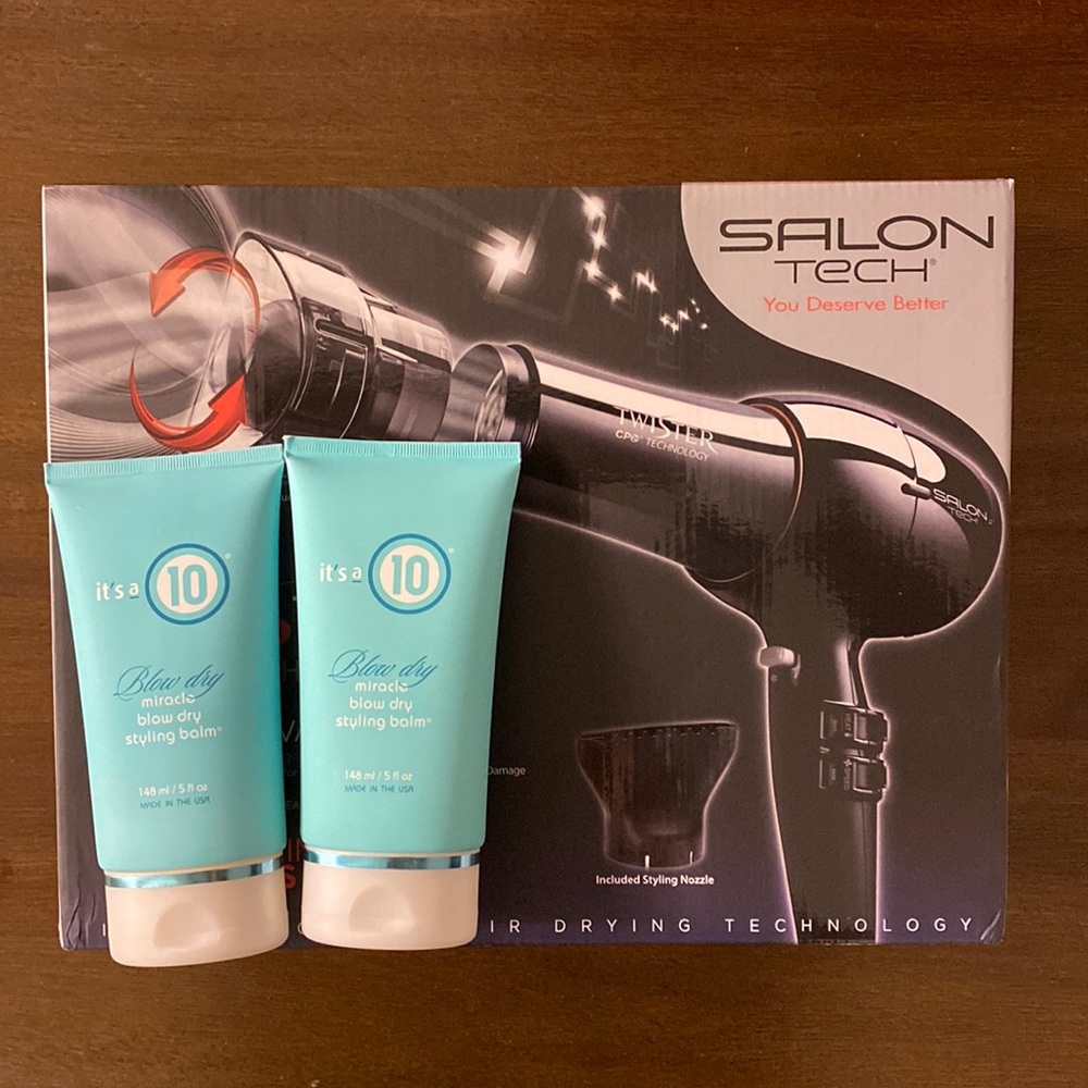 Salon Tech Twister Blow Dryer and (2) It’s a 10 Miracle Blow Dry Styling Balm